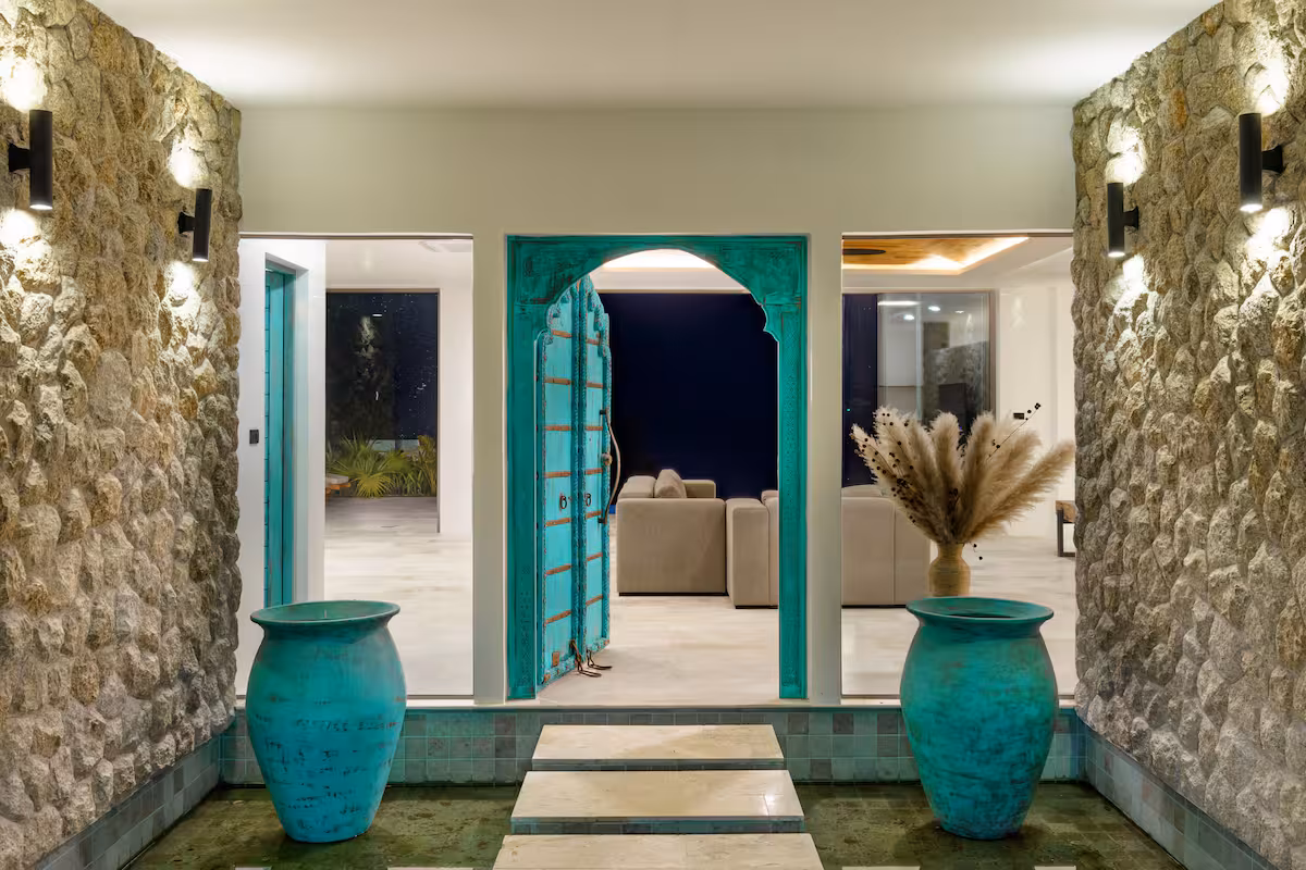 Modern kitchen with white cabinets and large island
